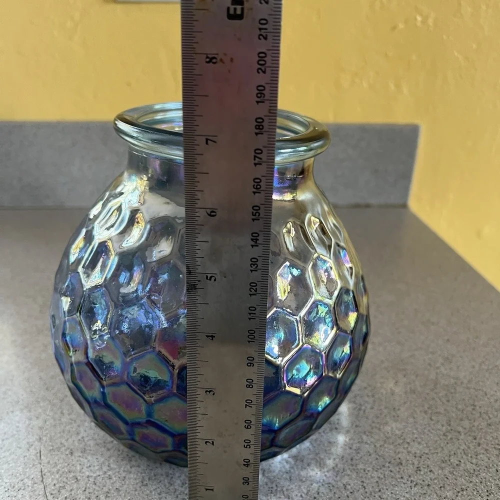 Mid Century Boho Honeycomb Metallic Vtg Art Glass Decor 7